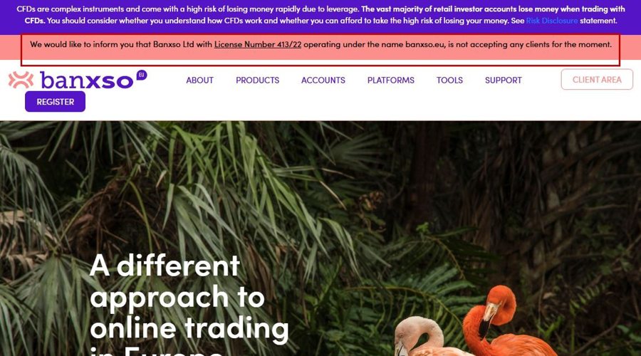 banxso停止开放其塞浦路斯许可证下的差价合约（CFDs）